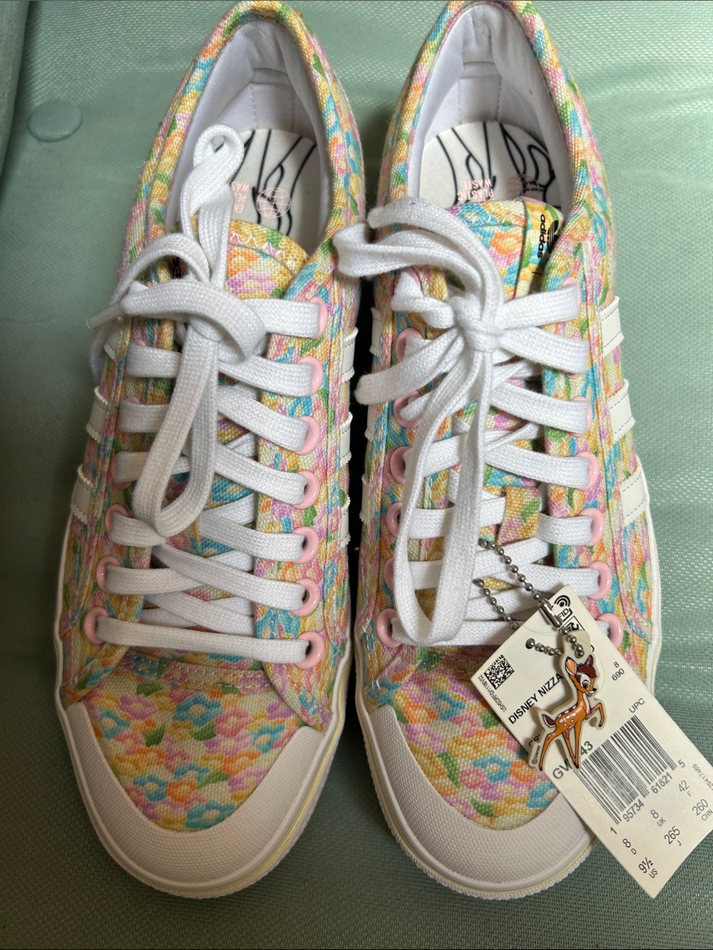 Disney Pastel Floral Canvas Sneakers in White & Multicolor - Picture 2 of 8